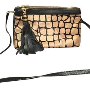 Alberta Di Canio ZebraPrint Crossbody Bag w/Tassel